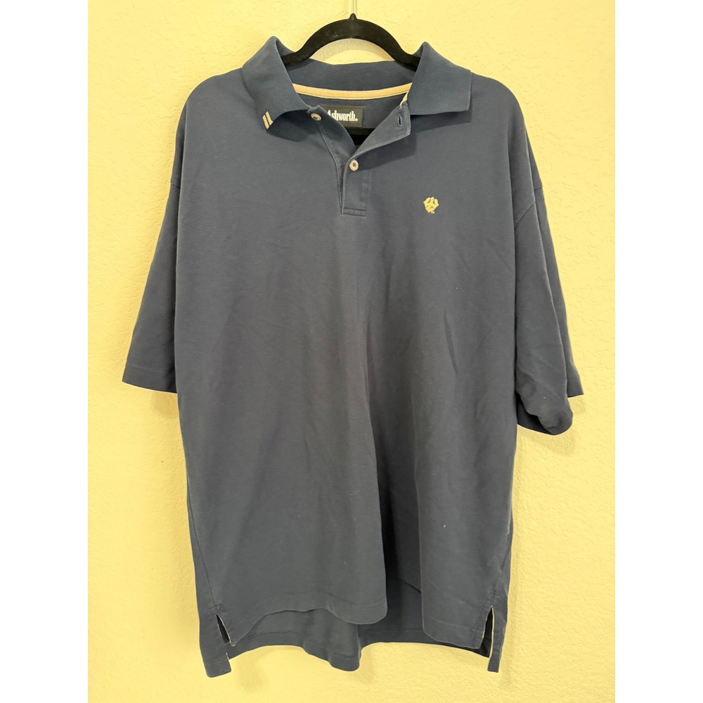 Ashworth Mens Polo Shirt Golf Casual Short Sleeve Blue‎ Logo
